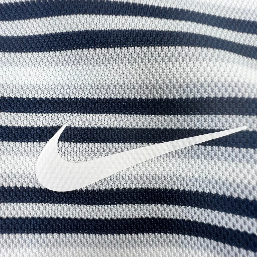 Nike Dri-FIT Polo Shirt Mens XXL Blue White Striped Short Sleeve Golf Top Casual